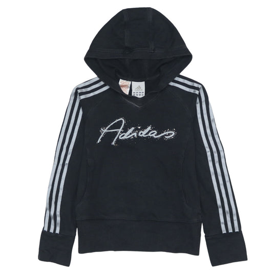 Adidas Girls Black Logo Pullover Hoodie 11-12 Years Sports Casual