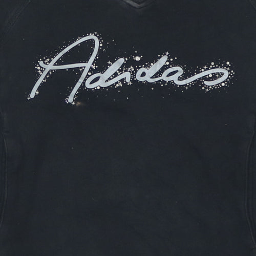 Adidas Girls Black Logo Pullover Hoodie 11-12 Years Sports Casual
