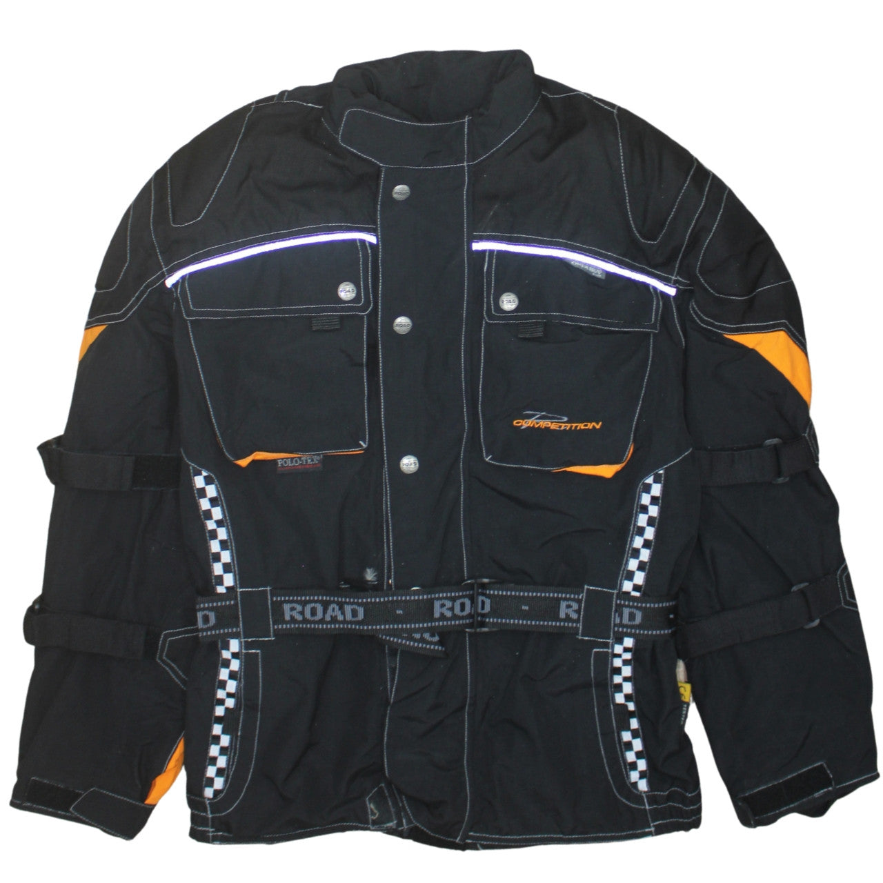 Polo Men's Black Motorcycle Jacket M Waterproof Reflective Belted