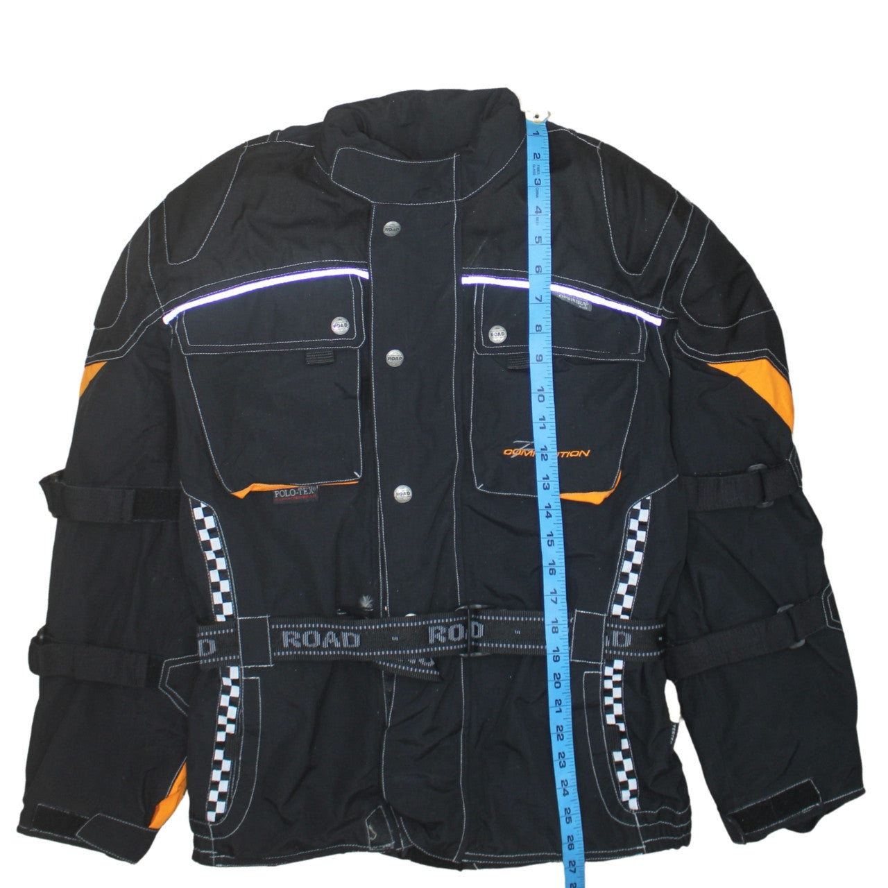 Polo Men's Black Motorcycle Jacket M Waterproof Reflective Belted