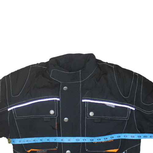 Polo Men's Black Motorcycle Jacket M Waterproof Reflective Belted