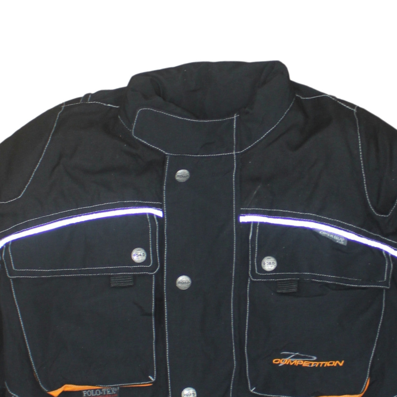 Polo Men's Black Motorcycle Jacket M Waterproof Reflective Belted