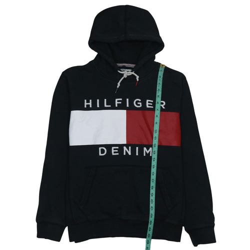 Tommy Hilfiger Men's Black L Pullover Hoodie Graphic Logo Sweatshirt