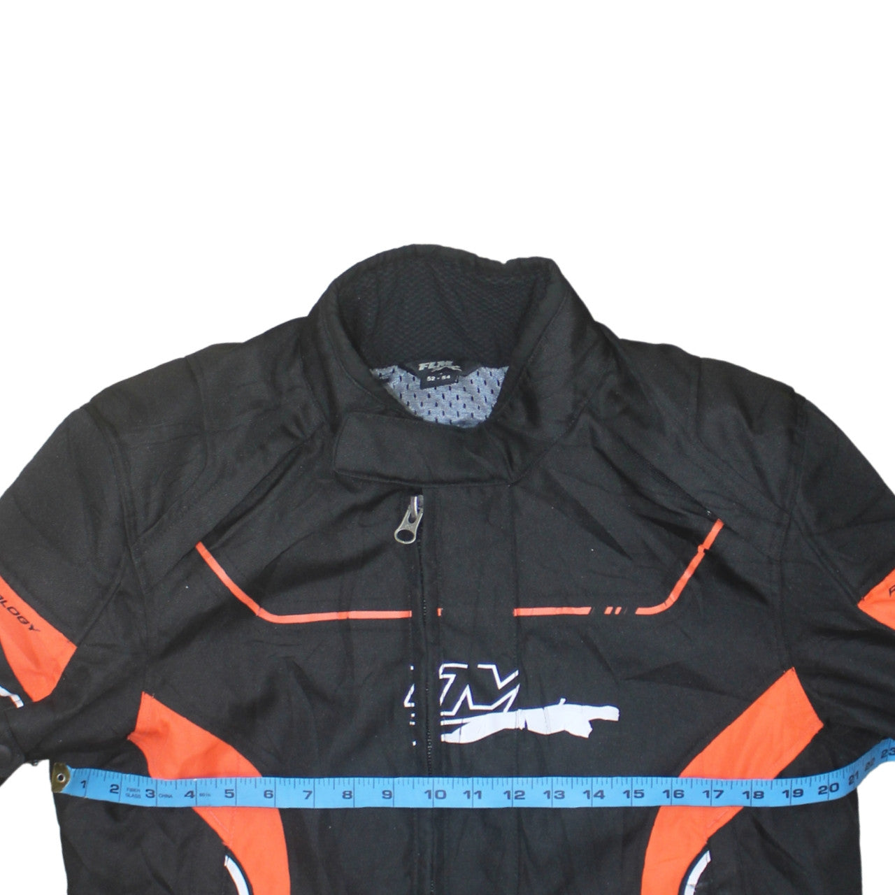 FLM Men's Black Orange Motorcycle Jacket Size 52 Regular Fit