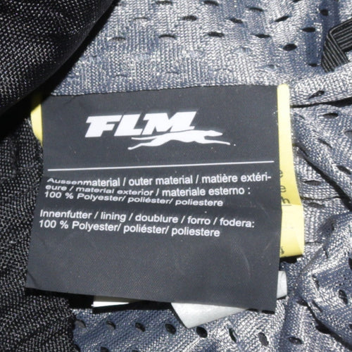 FLM Men's Black Orange Motorcycle Jacket Size 52 Regular Fit