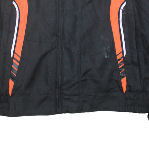 FLM Men's Black Orange Motorcycle Jacket Size 52 Regular Fit
