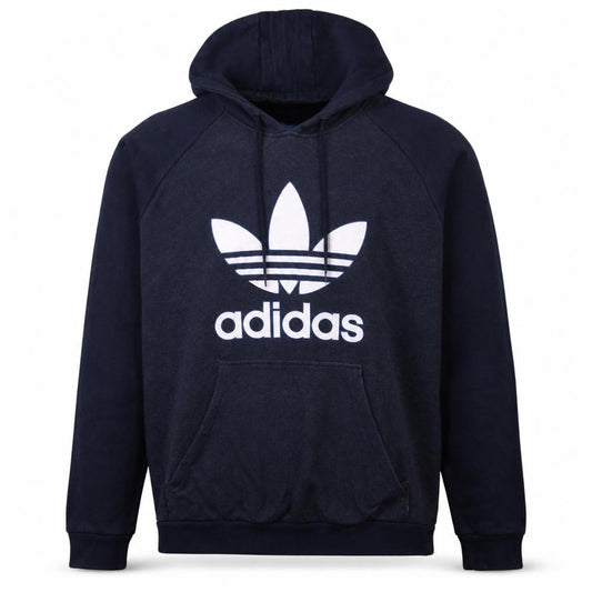 Front view of Adidas boys’ navy blue pullover hoodie xl hooded sweatshirt