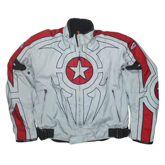 Hein Gericke Men's Grey Red Motorcycle Jacket Size S Waterproof