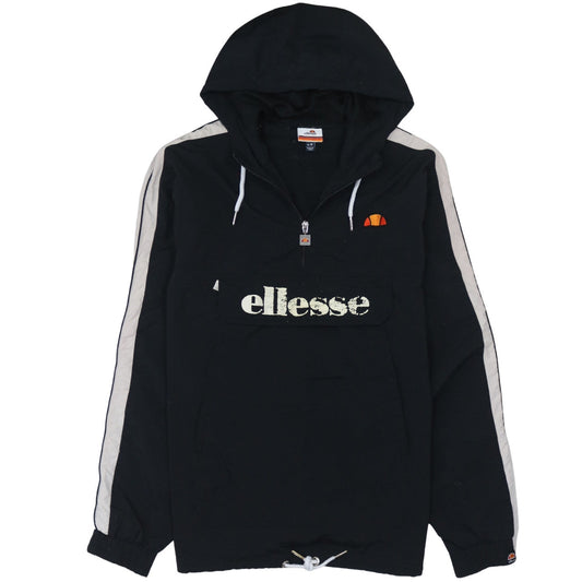 Ellesse Men's Black Nylon Hooded Anorak Jacket Size M Retro Sports Style