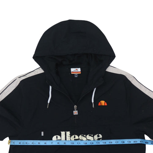 Ellesse Men's Black Nylon Hooded Anorak Jacket Size M Retro Sports Style