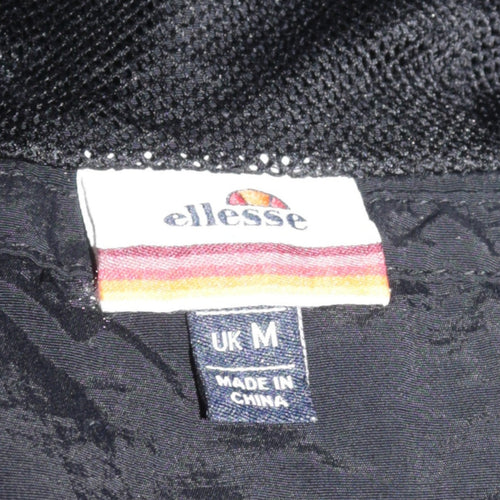Ellesse Men's Black Nylon Hooded Anorak Jacket Size M Retro Sports Style