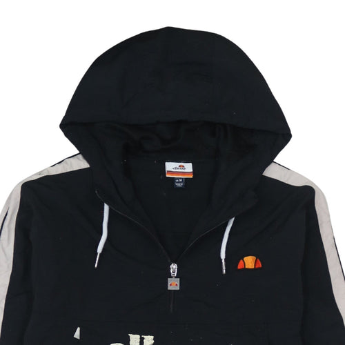 Ellesse Men's Black Nylon Hooded Anorak Jacket Size M Retro Sports Style