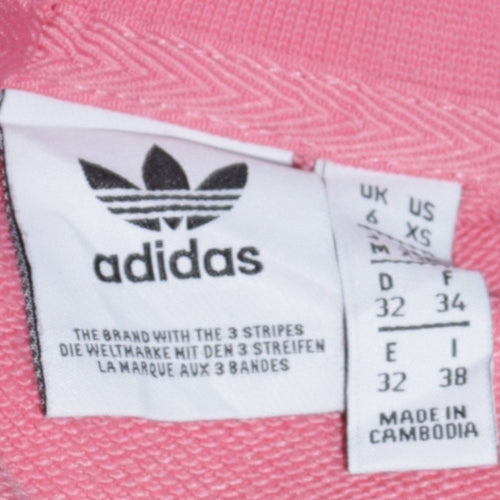 Adidas Women Pink Crew Neck Pullover Sweatshirt XS UK 6 Cotton Logo