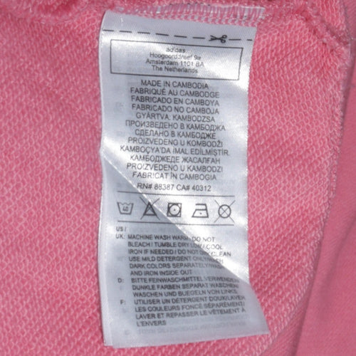 Adidas Women Pink Crew Neck Pullover Sweatshirt XS UK 6 Cotton Logo