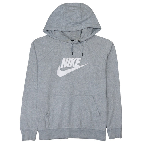 Nike Womens Grey Pullover Hoodie L Logo Fleece Sweatshirt