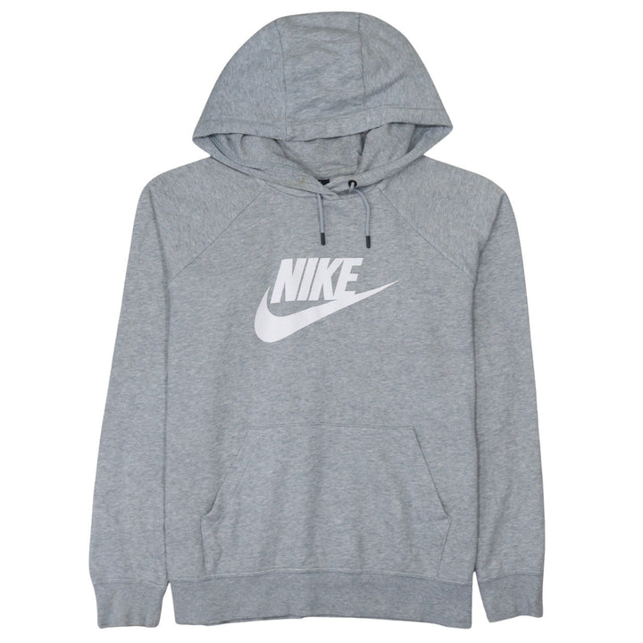 Nike Womens Grey Pullover Hoodie L Logo Fleece Sweatshirt