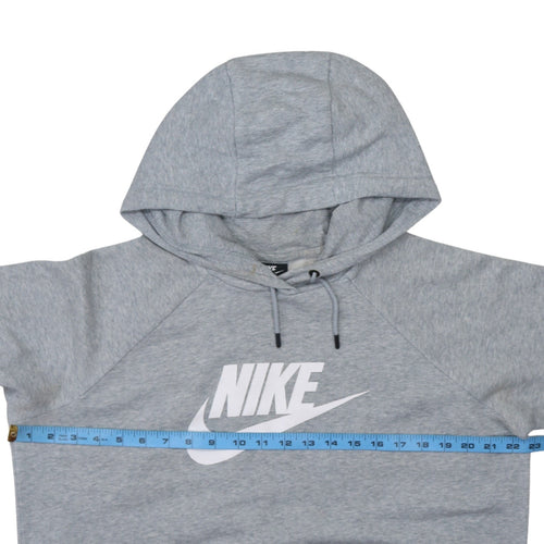 Nike Womens Grey Pullover Hoodie L Logo Fleece Sweatshirt