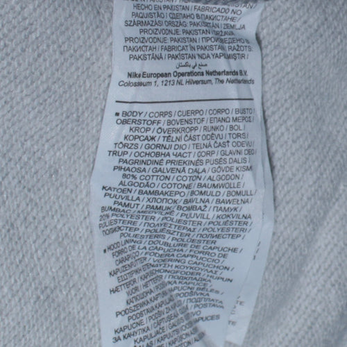 Nike Womens Grey Pullover Hoodie L Logo Fleece Sweatshirt