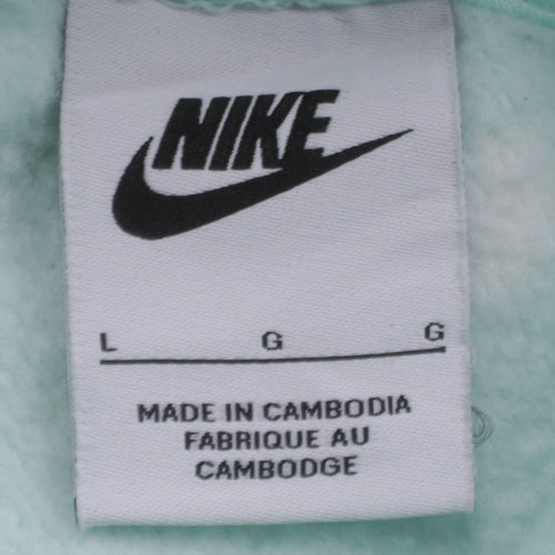 Nike Womens Mint Green Pullover Hoodie L Logo Pocket Sweatshirt