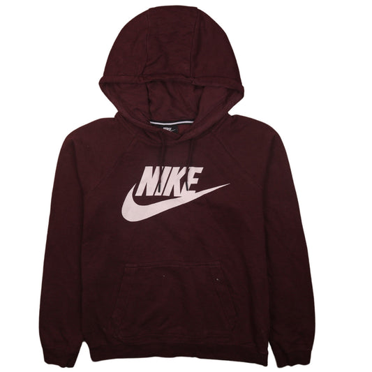 Nike Women Burgundy Pullover Hoodie Size M with Logo Print