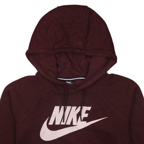 Nike Women Burgundy Pullover Hoodie Size M with Logo Print