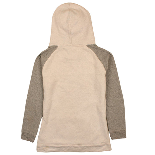 Puma Women Beige Grey Hooded Pullover Hoodie Size 14 L Lined Logo Print