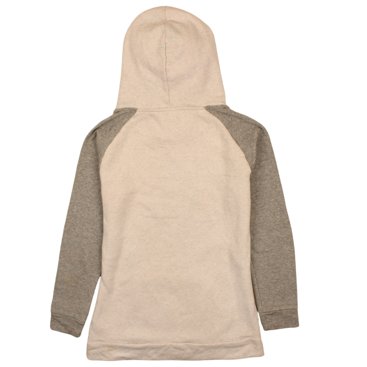 Puma Women Beige Grey Hooded Pullover Hoodie Size 14 L Lined Logo Print