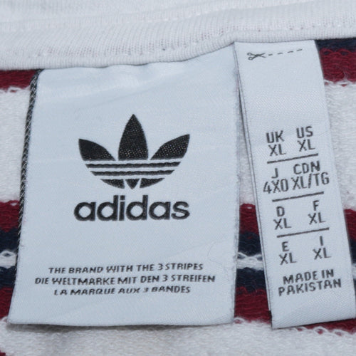 Adidas Men's White Striped 1/2 Zip Sweatshirt XL Vintage Style