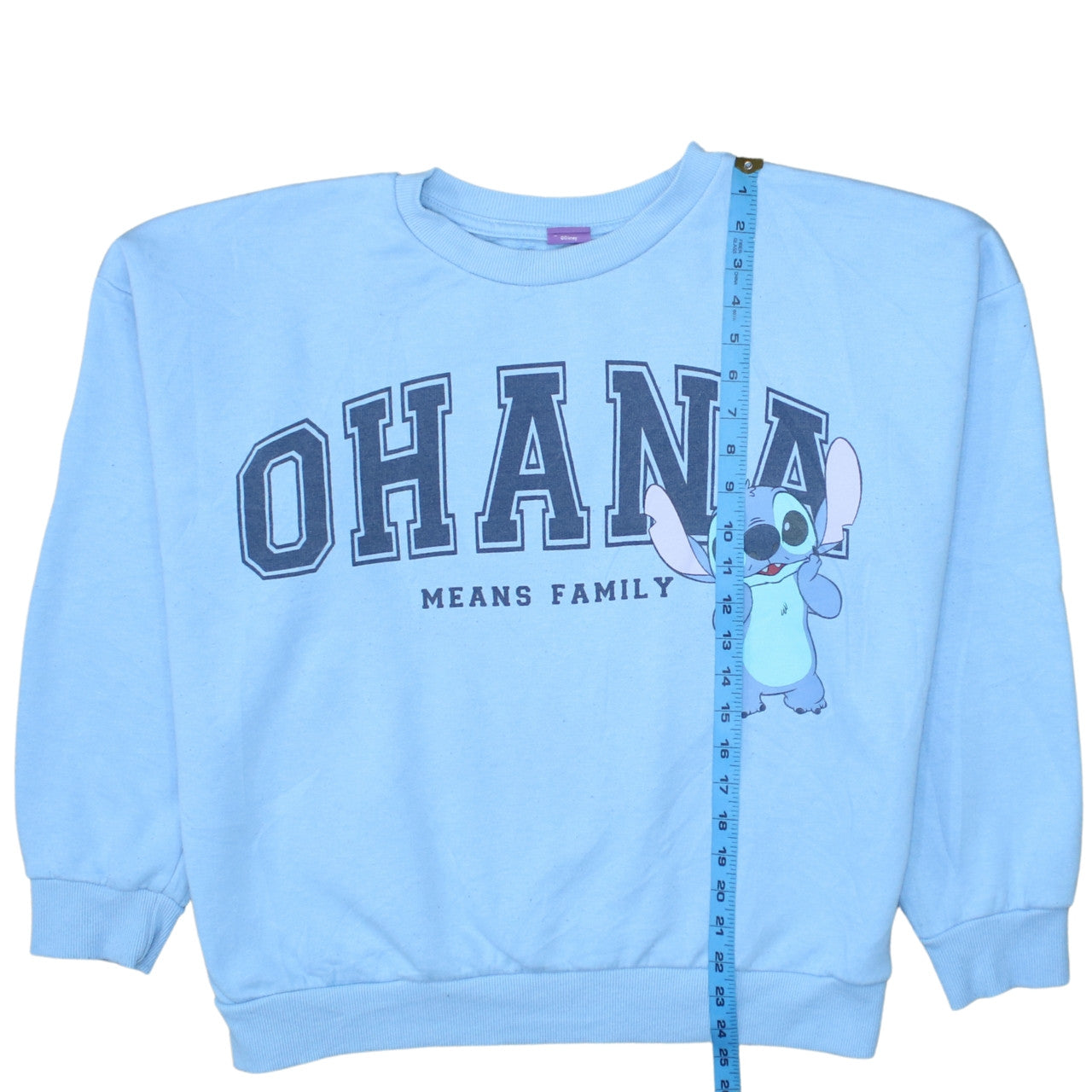 Disney Stitch Women's Blue Pullover Sweatshirt M Ohana Graphic
