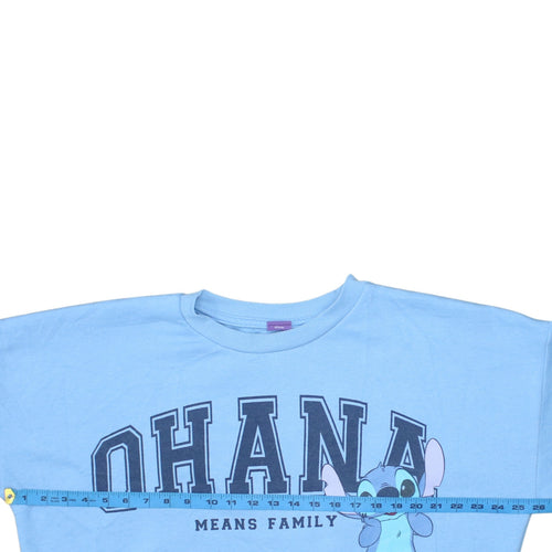 Disney Stitch Women's Blue Pullover Sweatshirt M Ohana Graphic