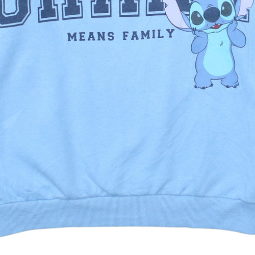 Disney Stitch Women's Blue Pullover Sweatshirt M Ohana Graphic