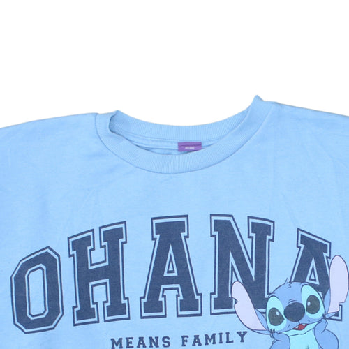 Disney Stitch Women's Blue Pullover Sweatshirt M Ohana Graphic