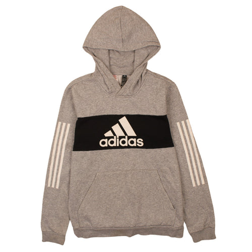 Adidas Boys Grey Pullover Hoodie XL 15-16 Years Logo Print Sportswear