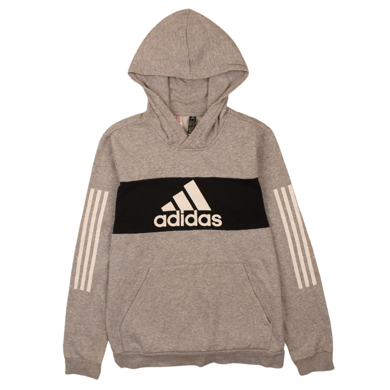 Adidas Boys Grey Pullover Hoodie XL 15-16 Years Logo Print Sportswear
