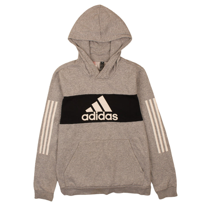 Adidas Boys Grey Pullover Hoodie XL 15-16 Years Logo Print Sportswear