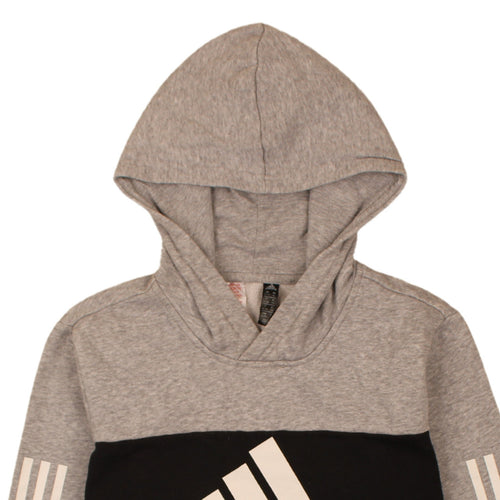 Adidas Boys Grey Pullover Hoodie XL 15-16 Years Logo Print Sportswear