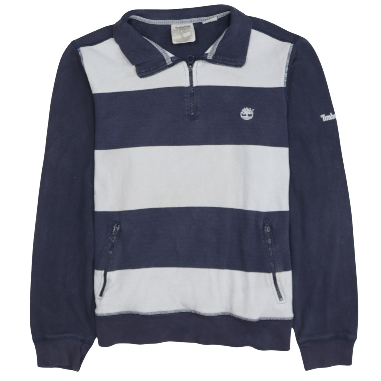 Timberland Men's Blue XL Striped Long Sleeve Polo Top