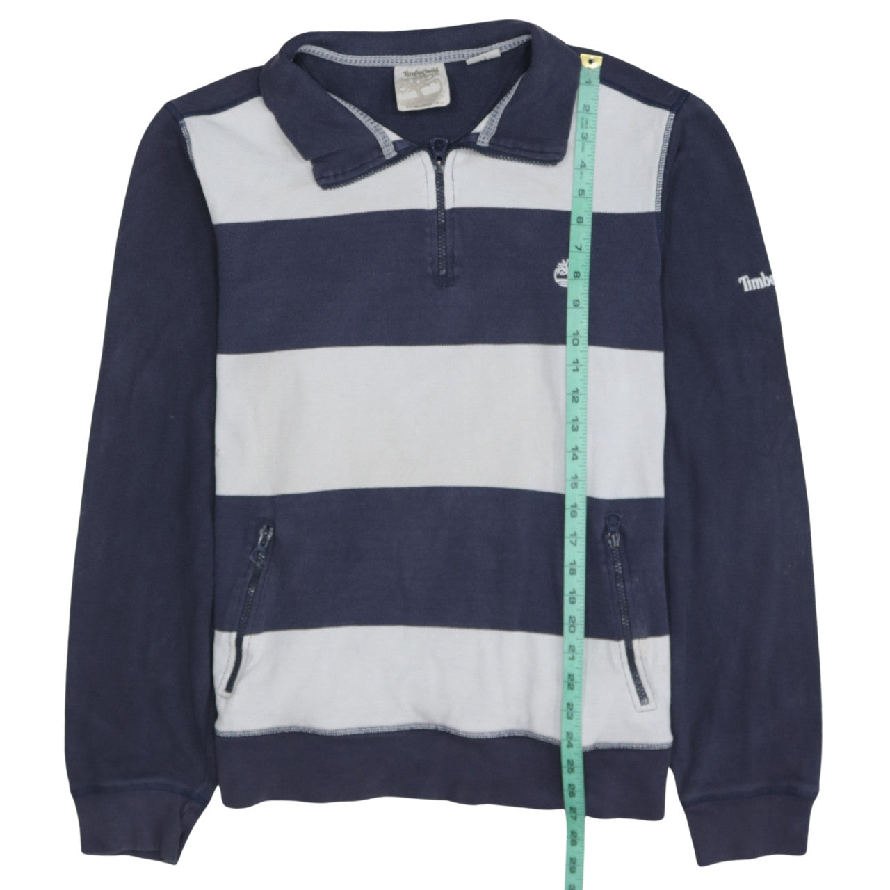 Timberland Men's Blue XL Striped Long Sleeve Polo Top