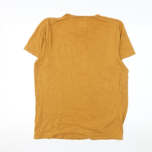Abercrombie & Fitch Men's Yellow Graphic T-Shirt Size L Cotton Crew Neck