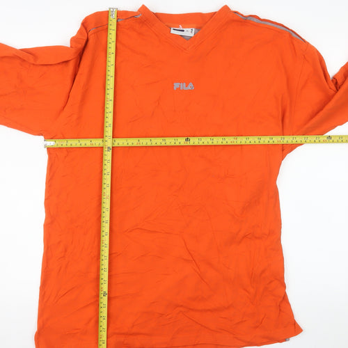 Fila Men's Orange XL Long Sleeve V-Neck Casual Cotton Top