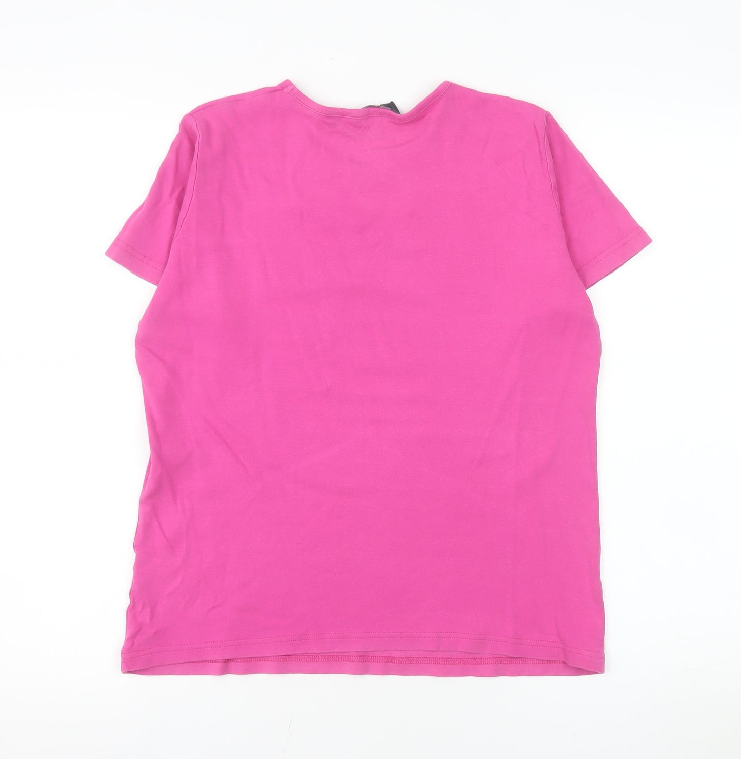 Isle Essentials Women's Pink Keyhole Cotton Stretch T-Shirt Size 14