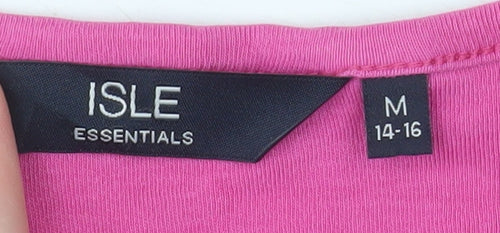 Isle Essentials Women's Pink Keyhole Cotton Stretch T-Shirt Size 14