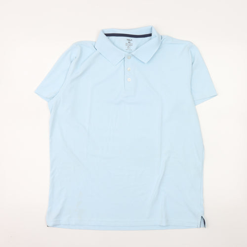 TSLA Men's Blue Short Sleeve Polyester Polo Shirt Size M