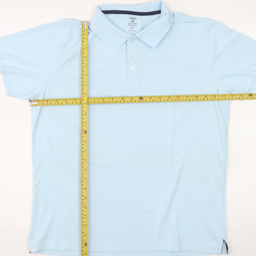 TSLA Men's Blue Short Sleeve Polyester Polo Shirt Size M
