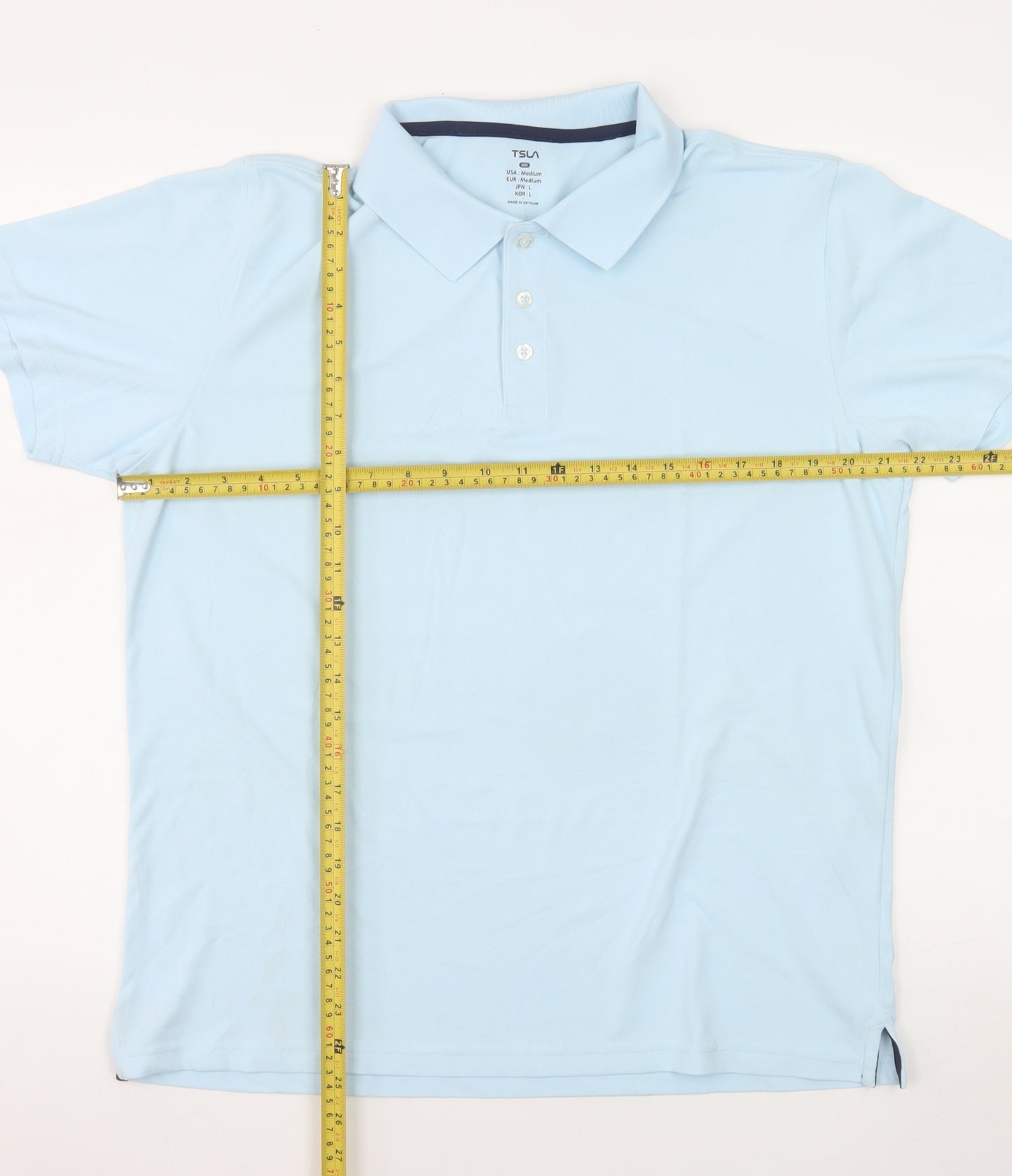 TSLA Men's Blue Short Sleeve Polyester Polo Shirt Size M