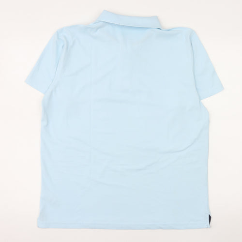 TSLA Men's Blue Short Sleeve Polyester Polo Shirt Size M