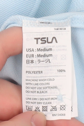 TSLA Men's Blue Short Sleeve Polyester Polo Shirt Size M