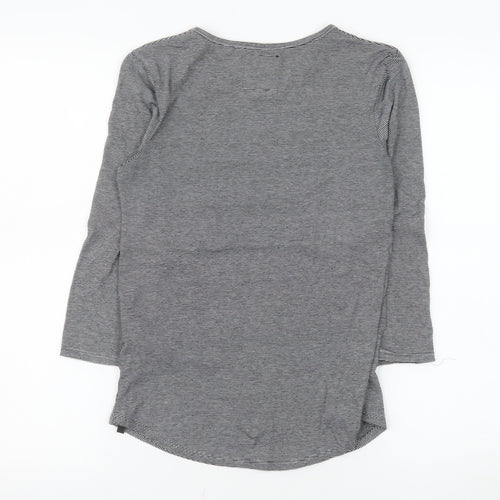 Superdry Women’s Grey Striped Long Sleeve Crew Neck T-Shirt XS