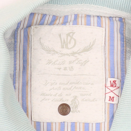 White Stuff Men's Blue Striped Cotton Polo Shirt Size M