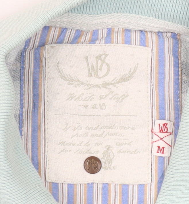 White Stuff Men's Blue Striped Cotton Polo Shirt Size M